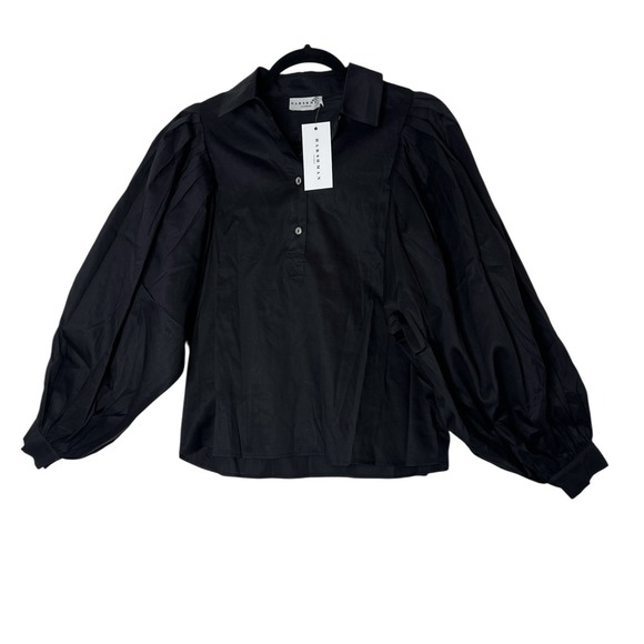 Harshman Lois Popover Dress Shirt Top XS BLACK Long Sleeve CareerRetail $220 New - Picture 2 of 10